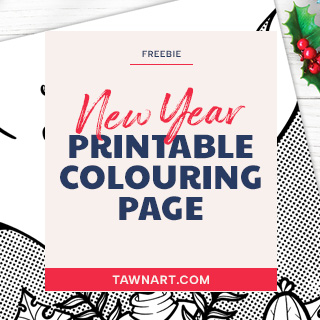 Free downloadable colouring page for creatives: Celebrate the New Year!