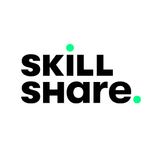 Logo for Skillshare: Learn creative skills online.